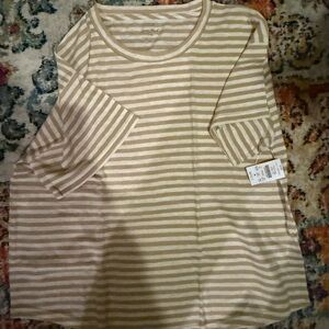 NWT linen blend strip shirt
